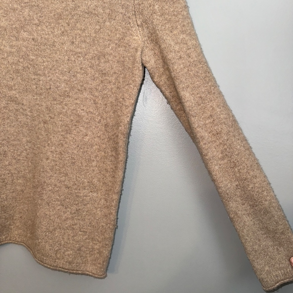 EUC Madewell Cozy Boatneck 100% Merino Wool Sweater Tan Size Small - Picture 5 of 8